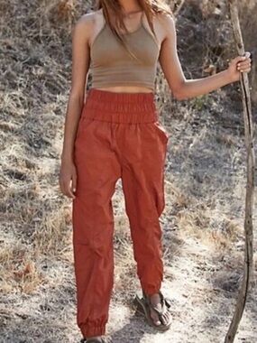Nwot Free People the way home Jogger Pants in Rust Orange